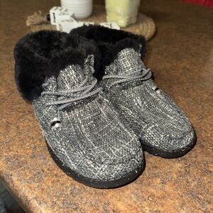 Hey Dude Black and Gray Ankle Boots